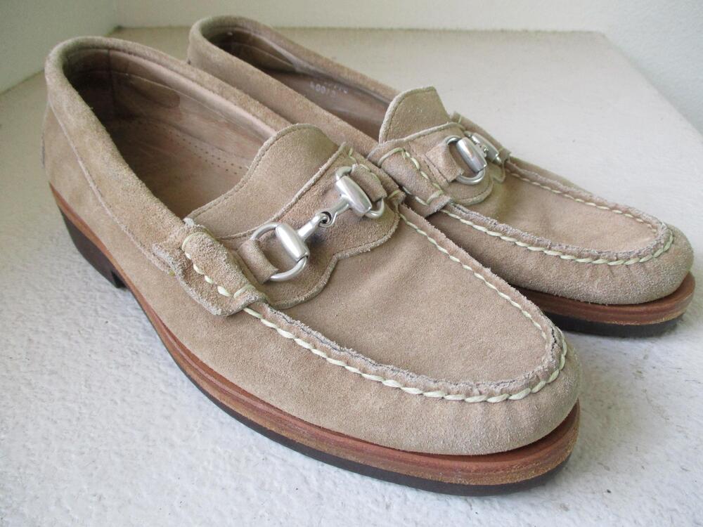 Allen Edmonds Shoes Men 10B Concord Ave Beige Suede Horsebit Loafer Slip On Moc